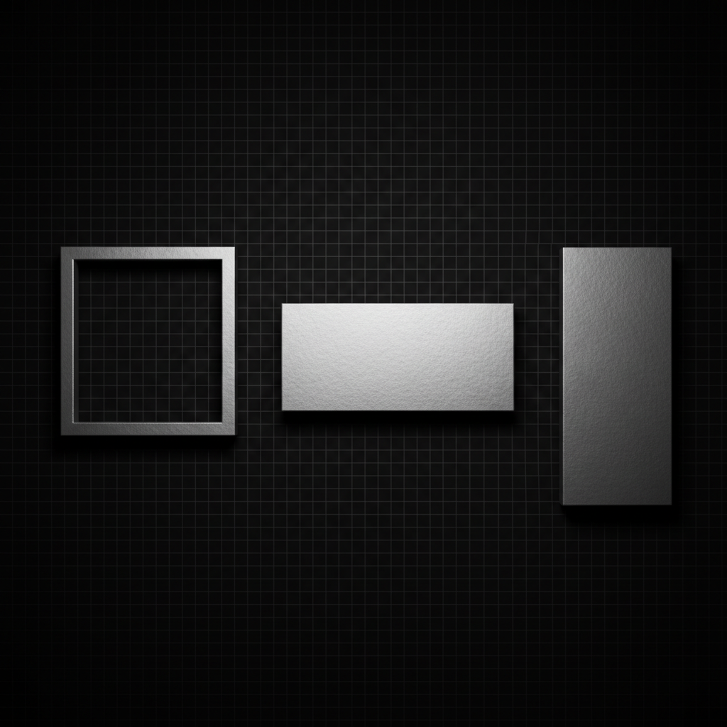 Social media rectangles with improved spacing and consistent grid